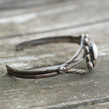 Vintage Sterling Mother Of Pearl Feather Cuff