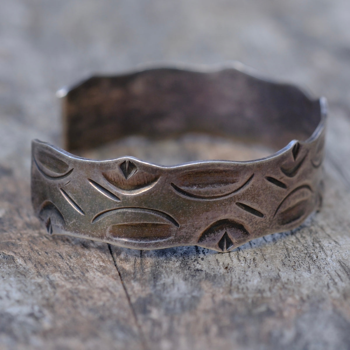 Vintage Sterling Silver Stamped Cuff Bracelet