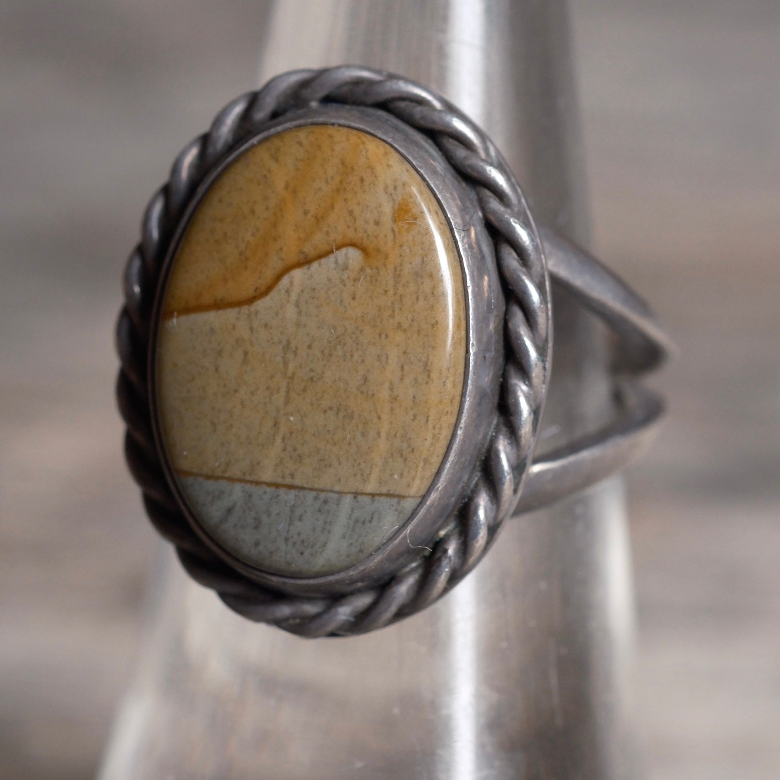 Vintage Sterling Picture Stone Ring 6.5