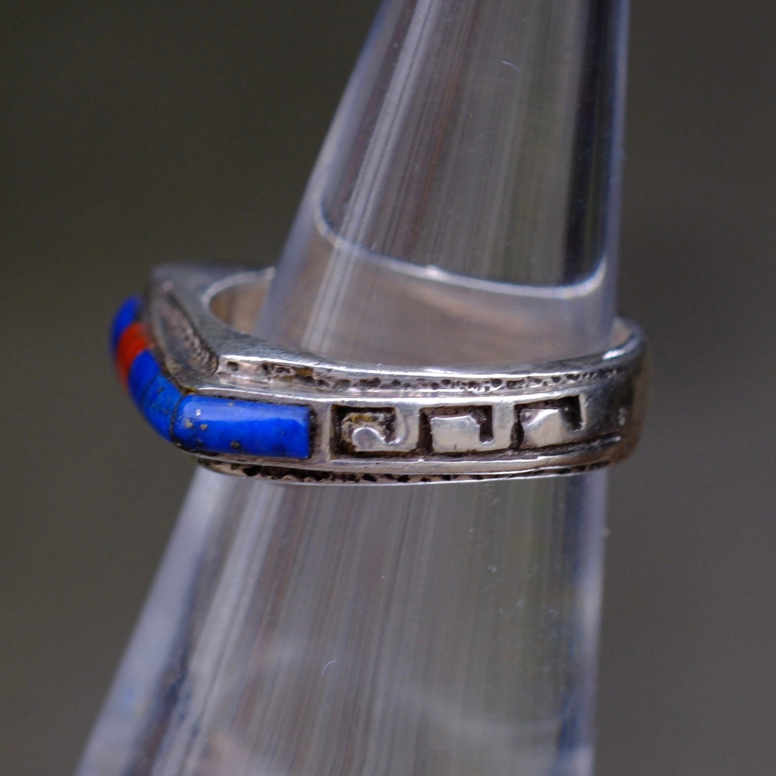 Vintage Sterling Multistone Inlay Band Ring 5.75