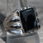 Vintage Sterling Hematite Deco Ring 10.5