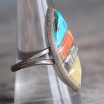 Vintage Sterling Inlay Ring 9.75