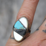 Vintage Sterling Zuni Inlay Ring 6.25