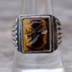 Vintage Sterling Tigers Eye Centurion Ring 9.25