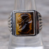 Vintage Sterling Tigers Eye Centurion Ring 9.25
