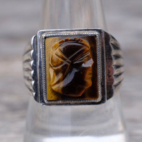 Vintage Sterling Tigers Eye Centurion Ring 9.25