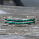 Vintage Sterling Malachite Inlay Cuff