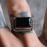 Vintage Sterling Onyx Roper RIng 8.5