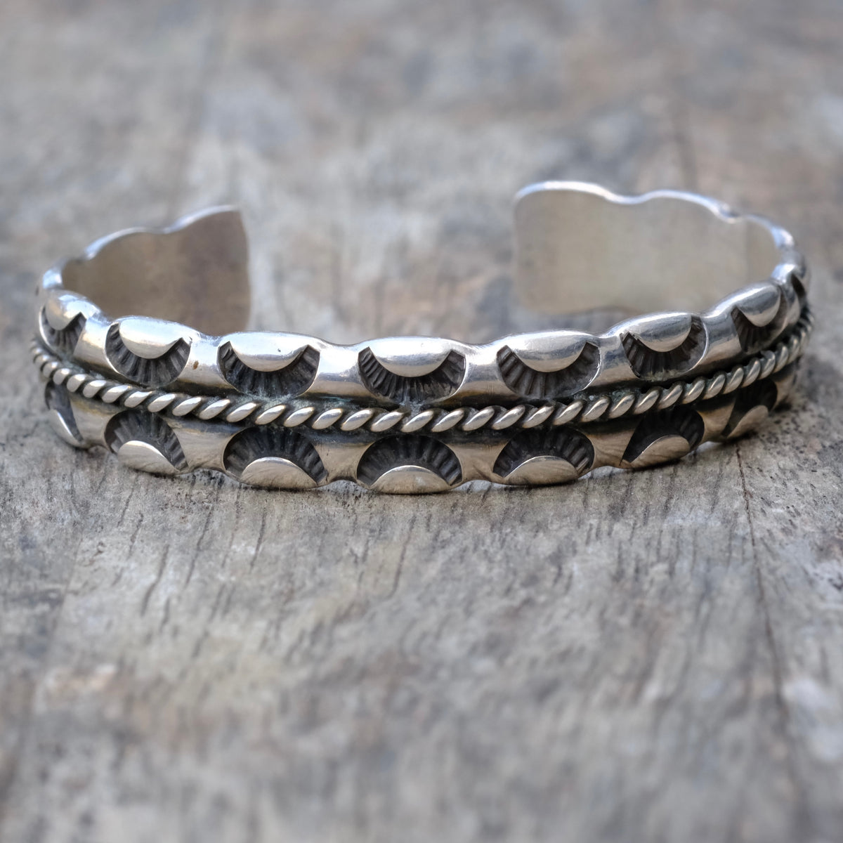 Vintage Sterling Stamped Ingot Cuff Bracelet