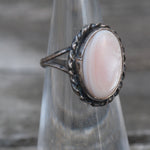 Vintage Sterling Mother Of Pearl Roper Ring 4.25