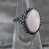 Vintage Sterling Mother Of Pearl Roper Ring 4.25
