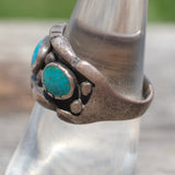 Vintage Sterling 3-Stone Turquoise Ring 6.5