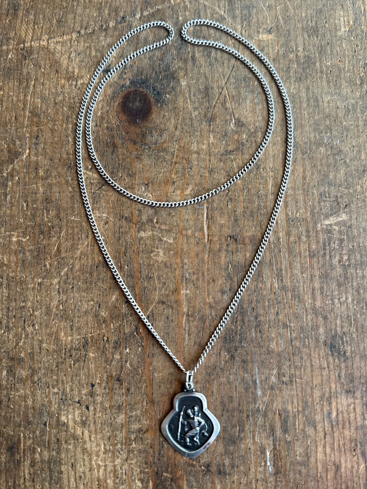 Vintage Sterling Silver St. Christopher Necklace