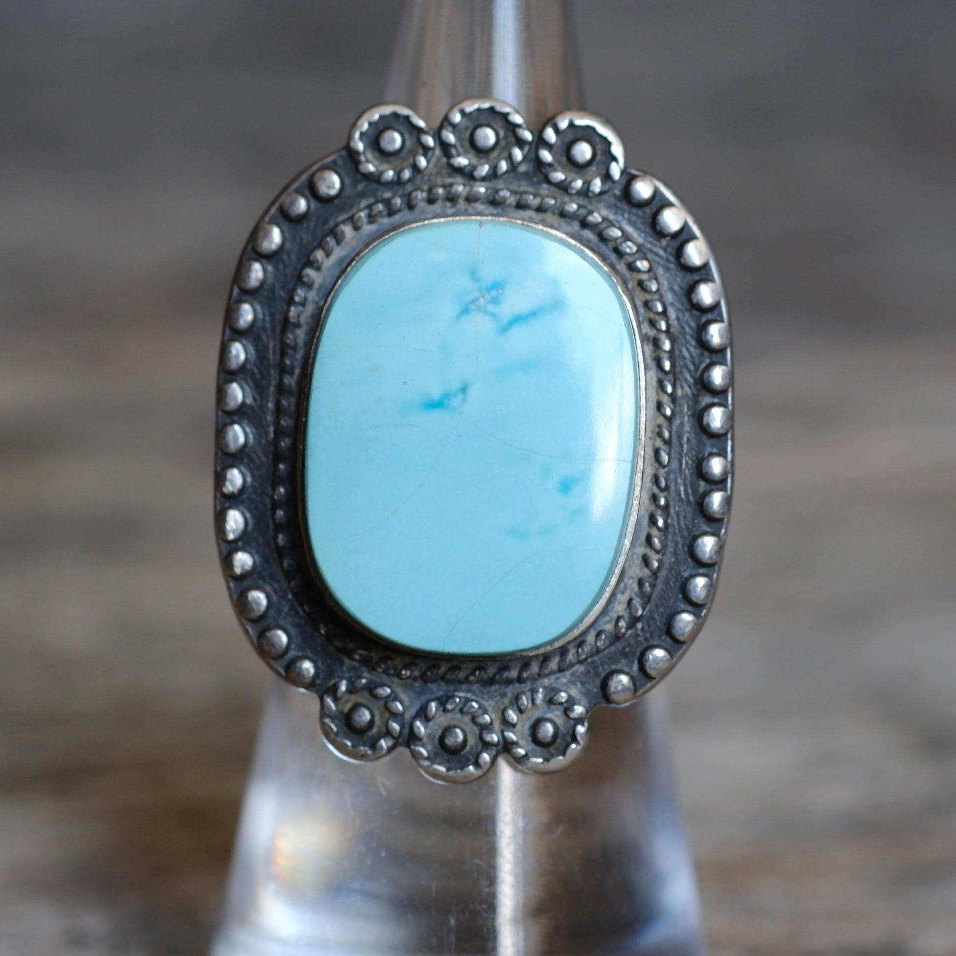Vintage Sterling Turquoise Blossom Ring 5