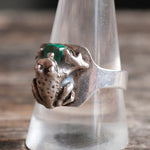 Vintage Sterling Malachite Frog Ring 11