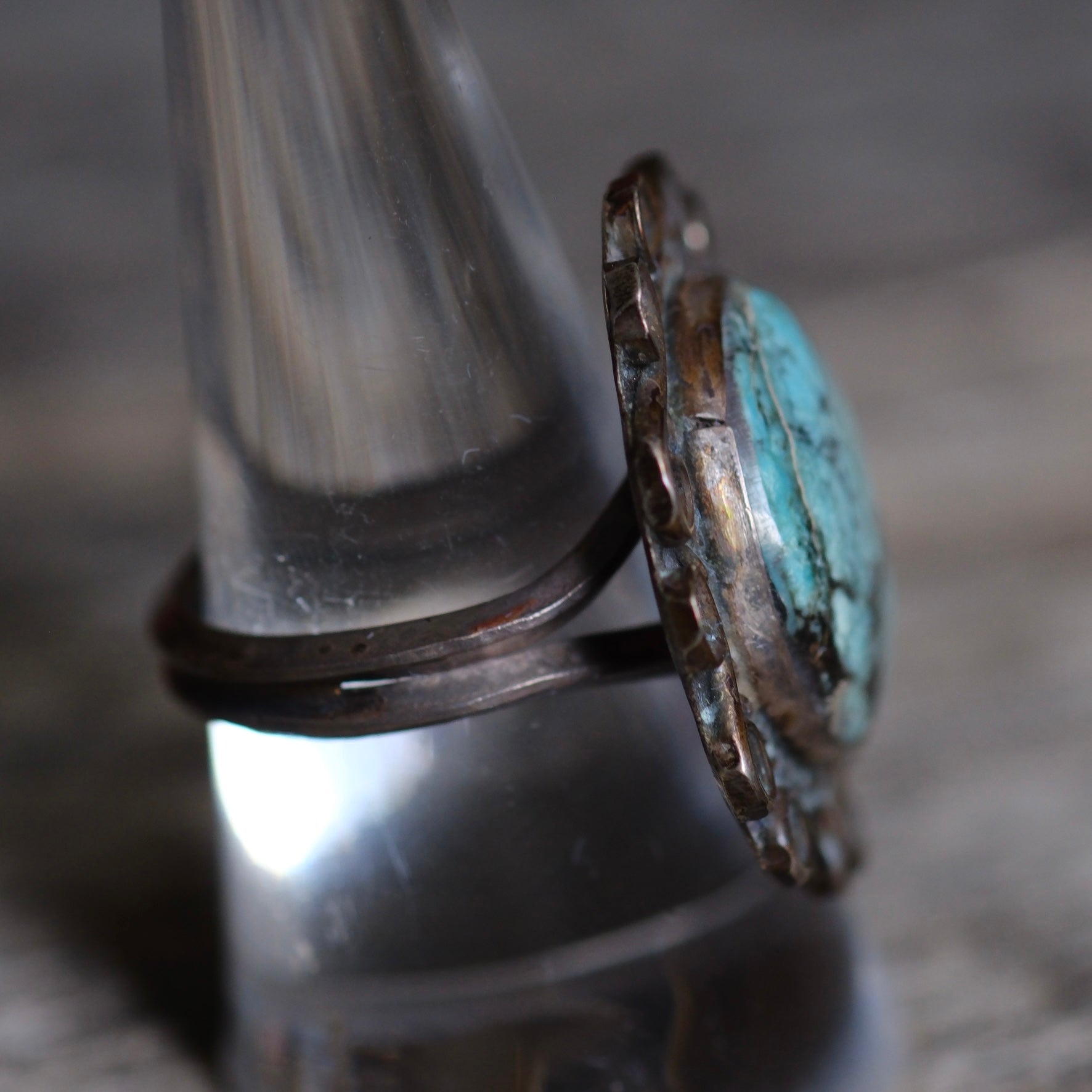 Vintage Sterling Turquoise Florette Ring 9