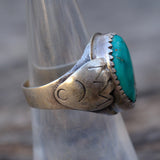 Vintage Sterling Turquoise Stamped Band Ring 6.5
