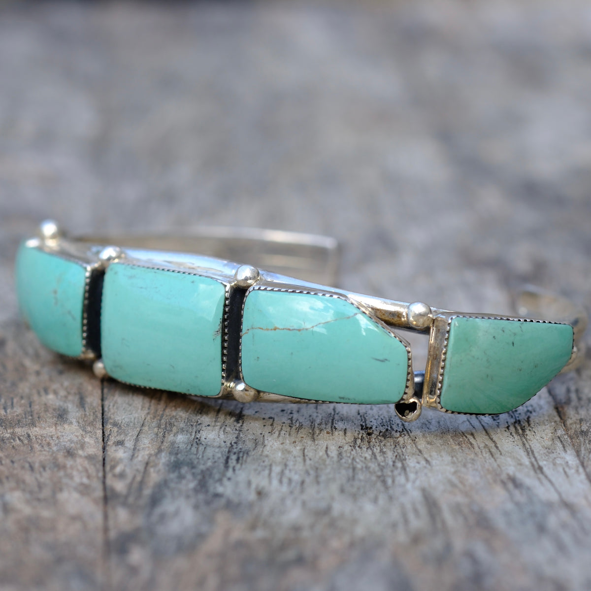 Vintage Sterling 5-Stone Turquoise Cuff Bracelet