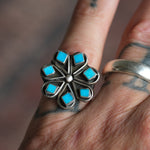 Vintage Sterling Turquoise Cluster Ring 5