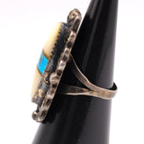 Vintage Sterling Turquoise and Mother Of Pearl Inlay Ring 7