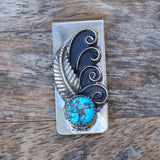 Vintage Turquoise Feather Money Clip