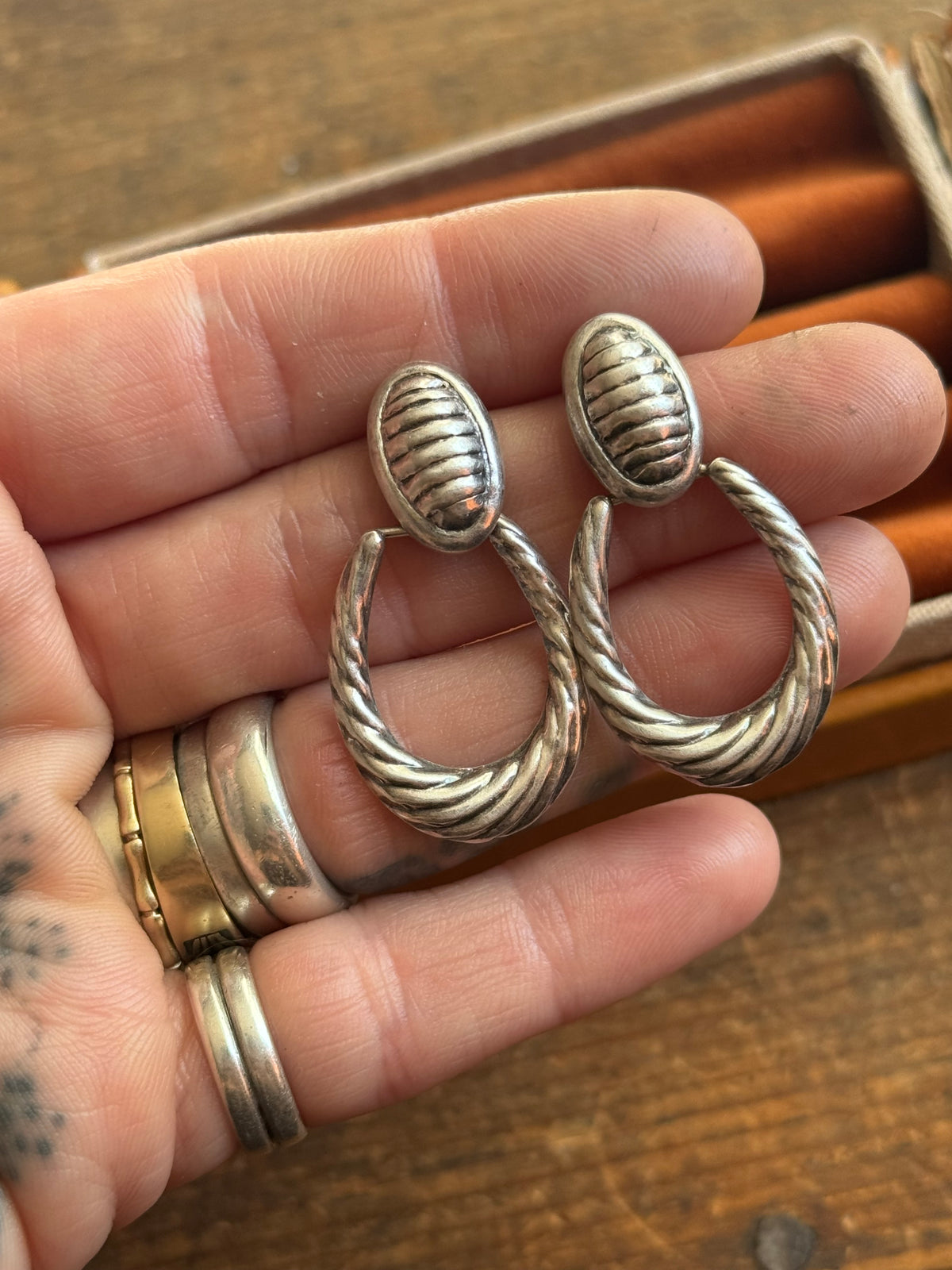 Vintage Sterling Silver Modernist Earrings