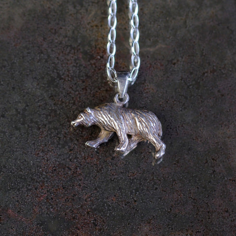 Vintage Sterling Grizzly Bear Necklace
