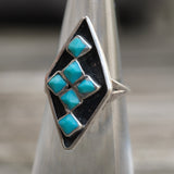  Vintage Sterling Turquoise Cluster Ring 4
