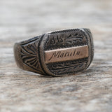 Vintage Sterling and Gold Manila Signet Ring 11.25