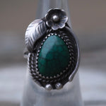 Vintage Sterling Turquoise Feather Ring 6