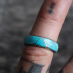 Vintage Sterling Turquoise Inlay Band 5.5