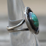Vintage Sterling Turquoise Stamped Ring 6.25