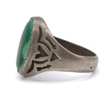 Vintage Sterling Stamped V Malachite Trading Post Ring 13