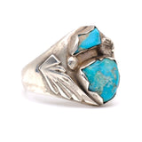 Vintage Sterling 2-Stone Turquoise Ring 9