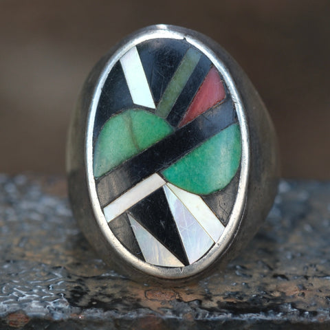 Vintage Sterling Zuni Inlay Ring 11