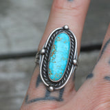 Vintage Sterling Turquoise Roper Ring 5
