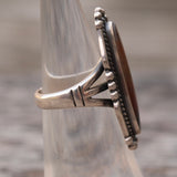 Vintage Sterling Petrified Wood Ring 4.75