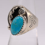 Vintage Sterling Turquoise Feather Ring 7.25