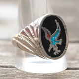 Vintage White Bronze Eagle Ring 12.75