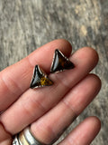 Vintage Sterling Silver Amber Triangular Earrings