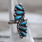 Vintage Sterling Turquoise Cluster Ring 4.75