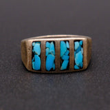 Vintage Sterling Turquoise Inlay Band 6.25