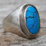 Vintage Sterling Turquoise Inlay Ring 10