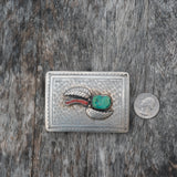 Vintage Sterling Turquoise and Coral Belt Buckle