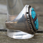 Vintage Sterling Turquoise Inlay Ring 12.75