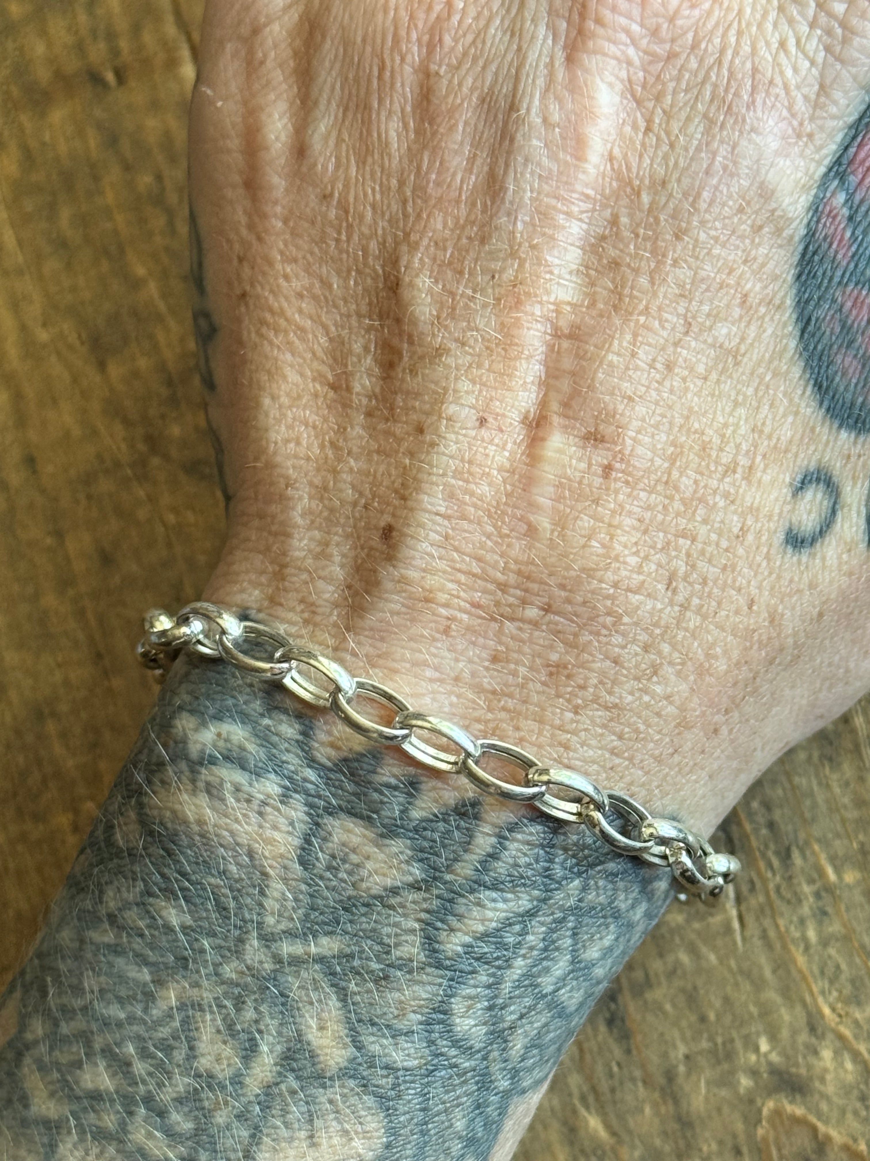 Vintage Sterling Silver Oval Cable Chain 7.5"