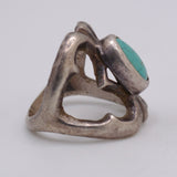 Vintage Sterling Silver Sandcast Turquoise Ring 5.75
