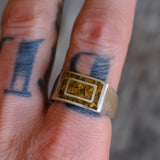 Vintage Sterling Tigers Eye Chip Inlay Ring 10.75