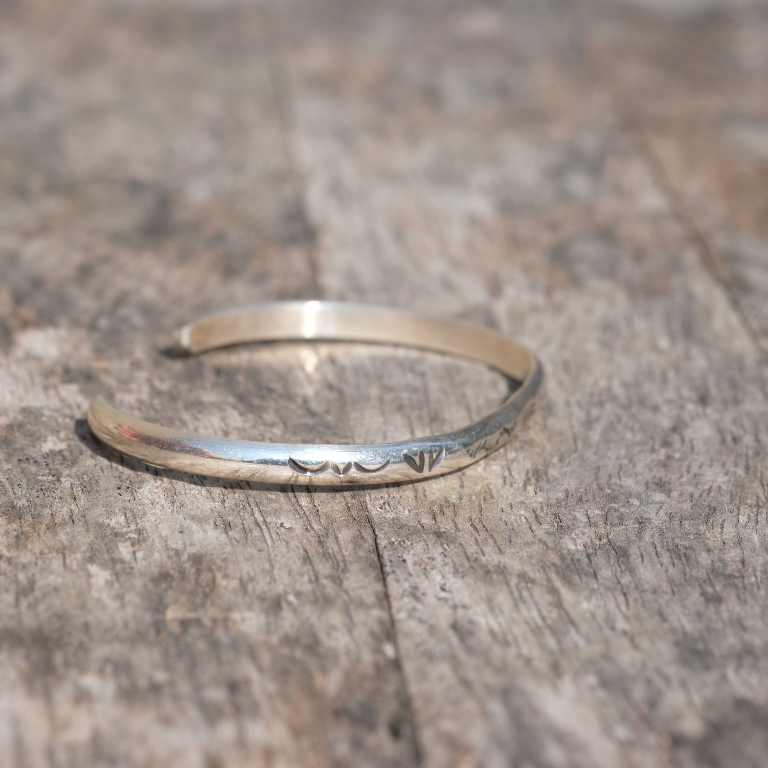 Vintage Sterling Silver Snake Stamped Cuff