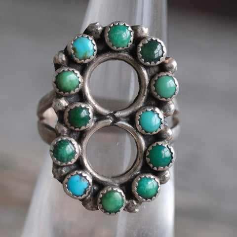 Vintage Sterling Turquoise Cluster Ring 5.5